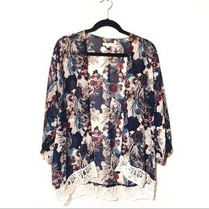 Blue Flowing Design cover up/ shawl